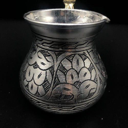 Silver Colored Turkish Traditional Copper Coffee Maker