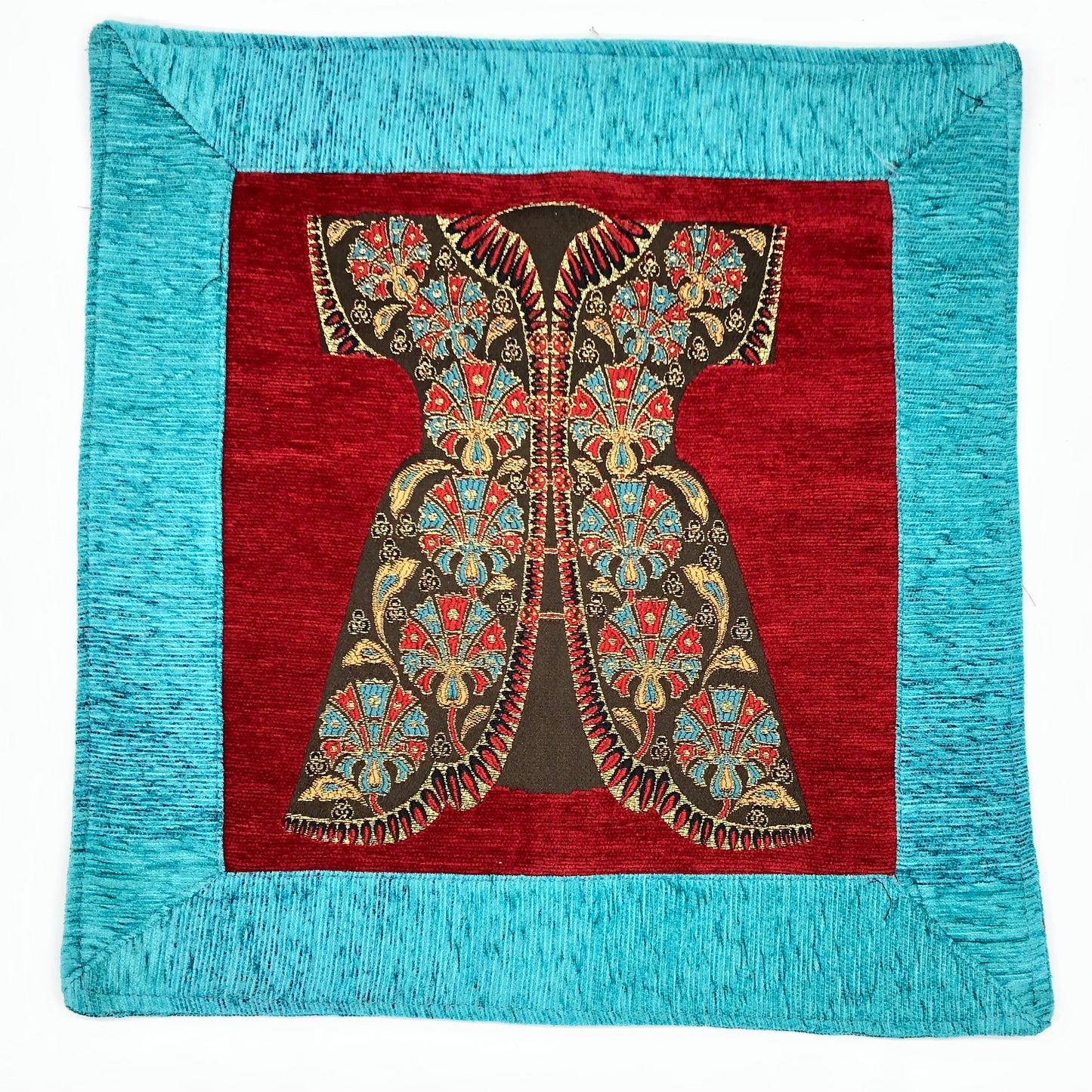 Ottoman Pillow , Blue in Red Caftan