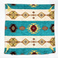 Ottoman Pillow , Turquoise and Cream