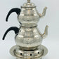 Silver Colored Copper Double Tea Pot with Tea Warmer